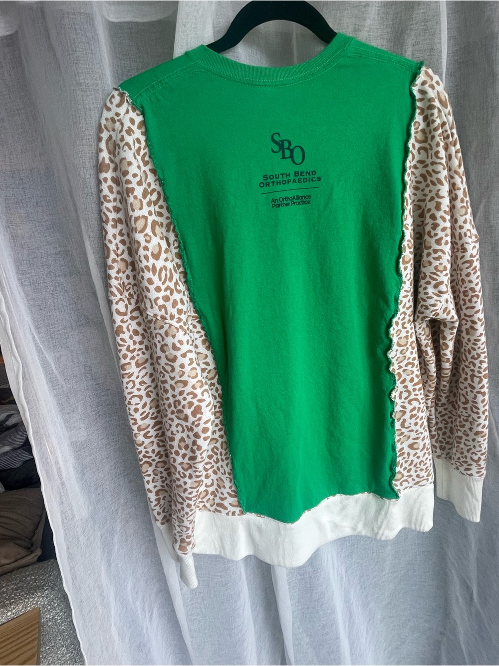 Handmade Reworked Notre Dame Rise Up Tee + Leopard Sweatshirt - Picture 3 of 3